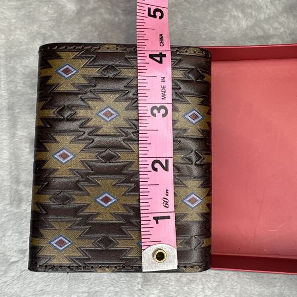 Red Dirt Hat Co Trifold Wallet Genuine Leather Southwest Aztec Embossed Design - Picture 10 of 12